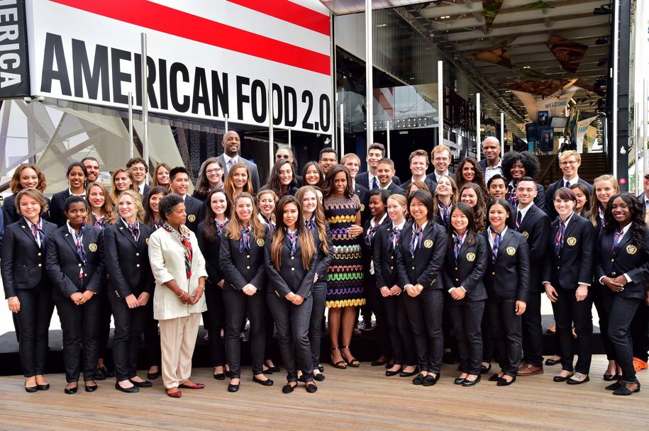 Michelle Obama con la delegazione presidenziale. Getty Images